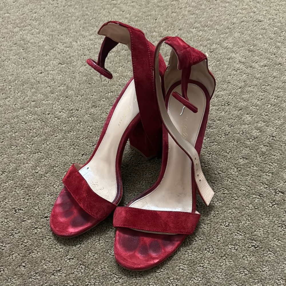 Elegant Red Suede Women's Heels